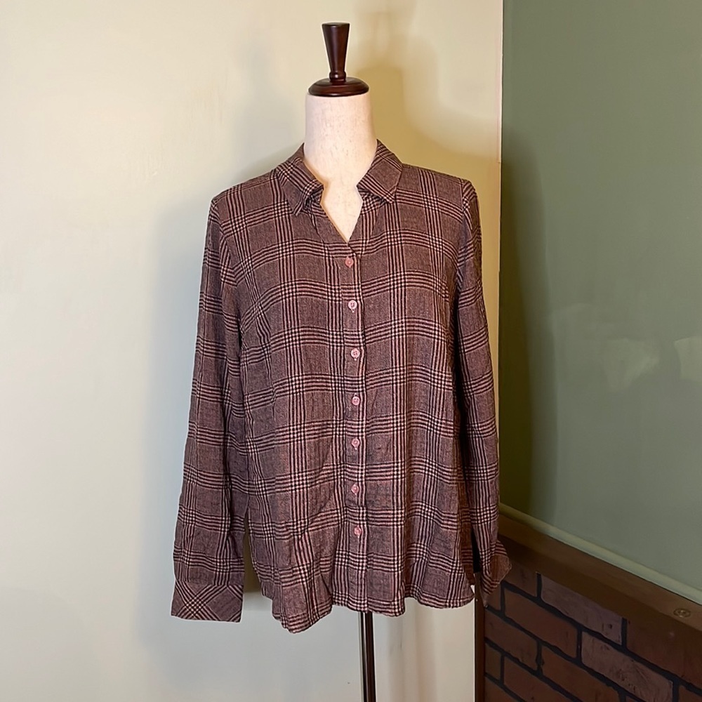 Denim & Co Plaid Shirt EE42 6108